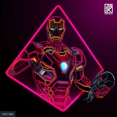 Aniket Jatav On Instagram Neon Iron Man Series Artwork