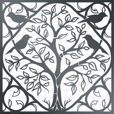 Premium Psd Stained Glass Panel Outline With Tree Of Life Design And