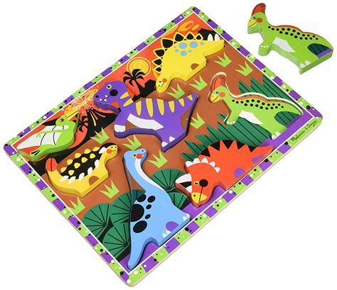 Melissa & Doug Dinosaur Wooden Chunky Jigsaw Puzzle (7 Pieces) - WordUnited