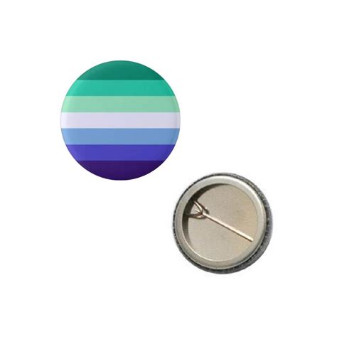 Gay Man Gay Male Gay Bear Pride Flag Pin Round Circle Shape Metal