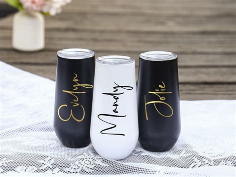 Personalized Bridesmaid Champagne Tumblerbridesmaid 6oz Flute Tumbler
