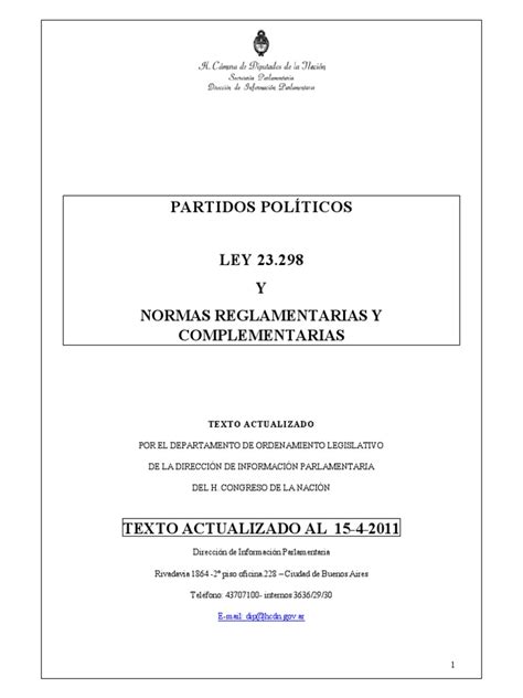 PDF Ley 23298 Ley orgánica de los partidos políticos DOKUMEN TIPS