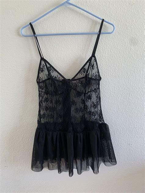 Victorias Secret Lingerie Babydoll Chemise Ruffle Bl Gem