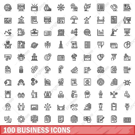 Business Character Set Vector Hd PNG Images 100 Business Icons Set