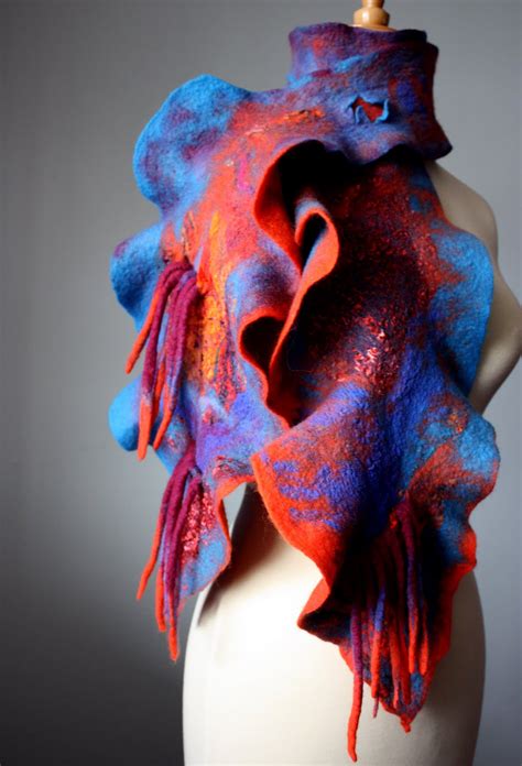 Laboratory Of Fashion Nuno Felted Scarf ART FORM Wool Silk Fashion