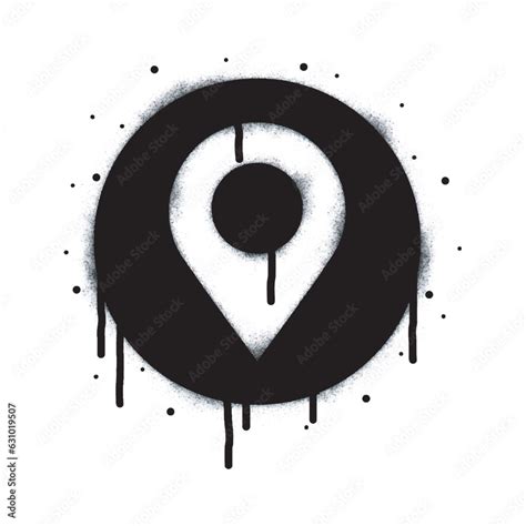 Spray Painted Graffiti Map Pointer Icon Sprayed Isolated With A White