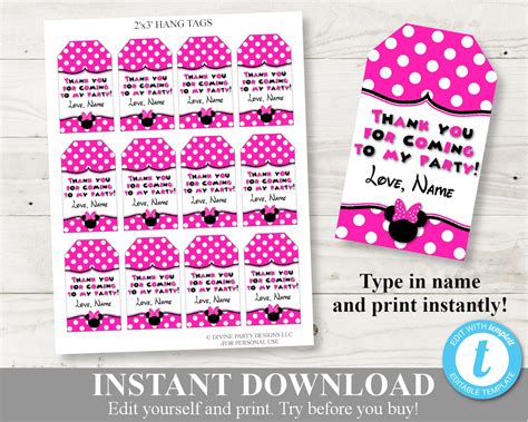 INSTANT DOWNLOAD Hot Pink Mouse Editable Printable | Etsy