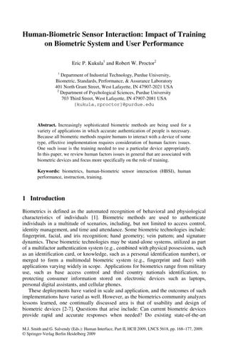 (2009) Human-Biometric Sensor Interaction: Impact of Training on ... 
