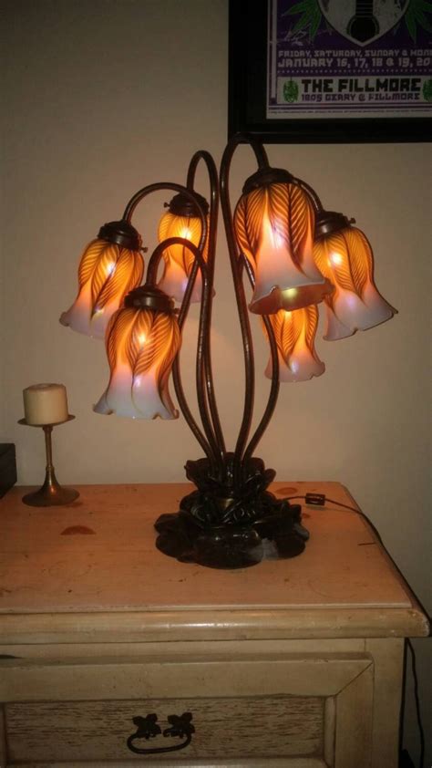 Vintage Tiffany Style Shade Tulip Lamp W Lundberg Studio Etsy