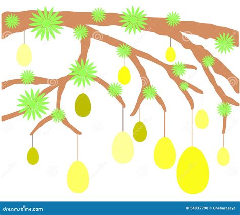 Isolated Easter Tree With Eggs And Decorations Stock Vector