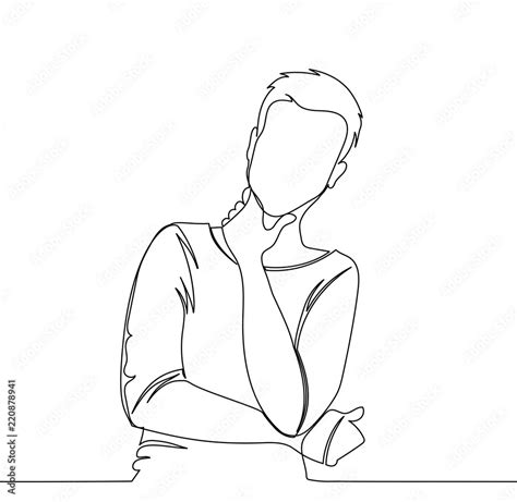 Man is thinking. man - continuous line drawing Stock Vector | Adobe Stock