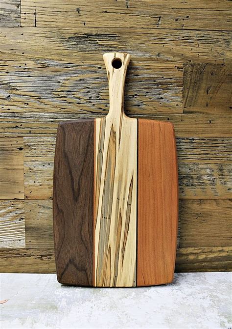 Wood Cutting Board With Dovetail Handle Mixed Woods Walnut Etsy