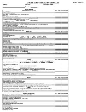 Fillable Online AFROTC NER IN PROCESSING CHECKLIST Fax Email Print