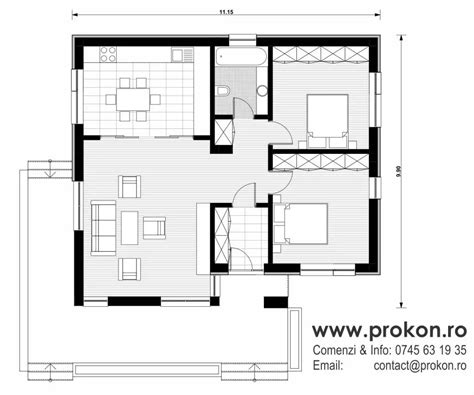 Proiect Casa Parter Cu Doua Dormitoare P103