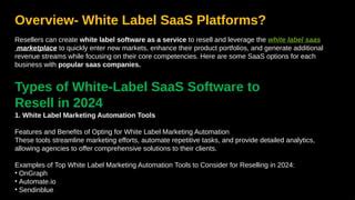 Best White Label Saas Platforms To Resell In Ongraph Ppt