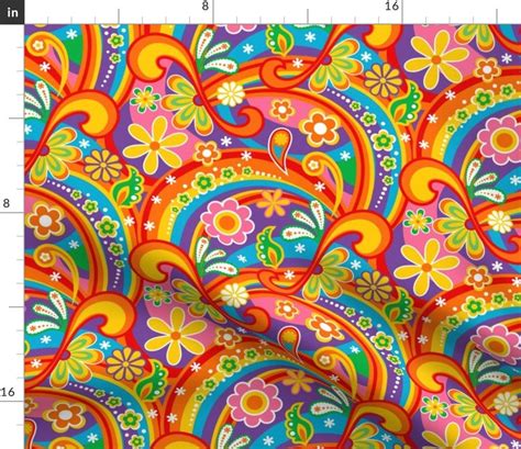 1960s Fabric 60's Psychedelic Flower Power by Mia Valdez - Etsy