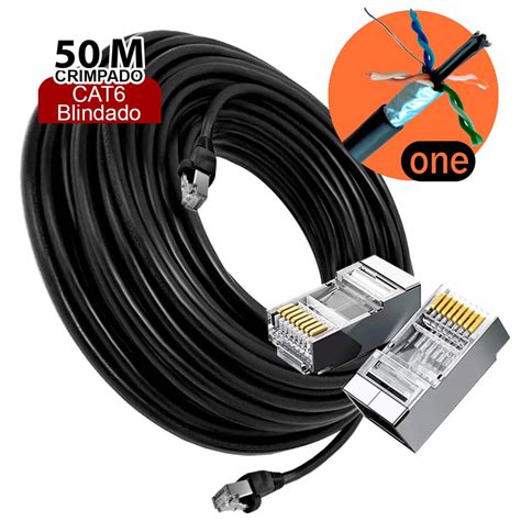 Cabo De Rede 50m Cat6 Blindado Ftp Externo 100 Cobre 50 Metros