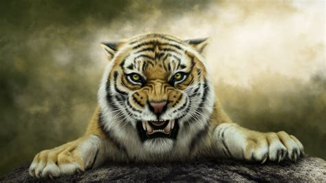 Tigers Painting Art Roar Hd Wallpaper Rare Gallery