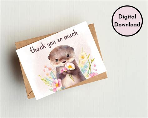 Thank You So Much Card Digital Download Printable Thank You Card