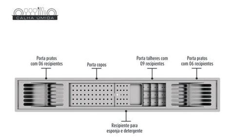 Calha Úmida Canal Equipado Escorredor Louça Embutido Cozinh R 1 776