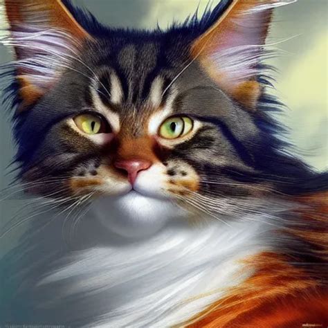 Orange Maine Coon Norwegian Forest Cat Cuddly Fur Stable Diffusion