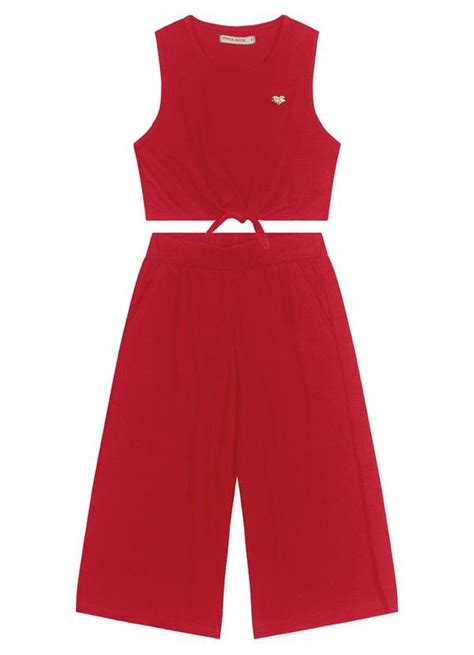 Conjunto Regata Cropped Pantacourt Vermelho Trick Nick