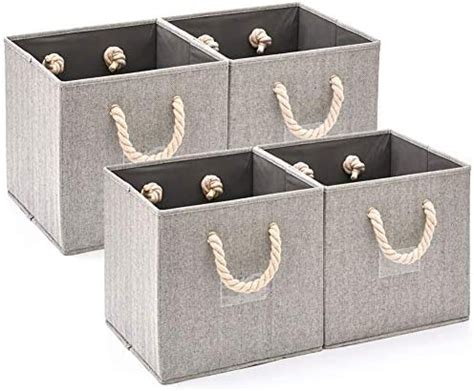 EZOWARE 4 Pcs Cajas De Almacenaje Cubo Decorativa De Tela Plegable