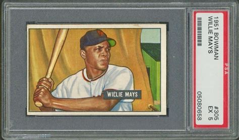 1951 Bowman 305 Willie Mays ROOKIE RC Card New York Giants HOF PSA 5