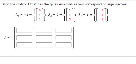 Solved Find The Matrix A That Has The Given Eigenvalues And Chegg