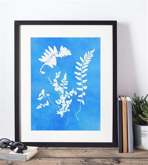 Printable Download Cyanotype Of Sea Stripe Fern Instant Download