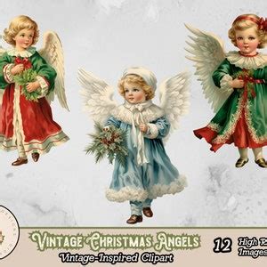 Christmas Angel Clipart, Christmas Angel PNG, Vintage Angel Digital Download, Retro Christmas ...