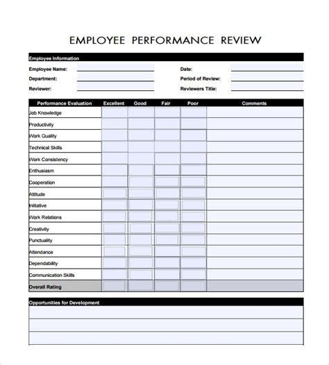 Free 7 Employee Review Templates In Pdf Ms Word Employee Evaluation