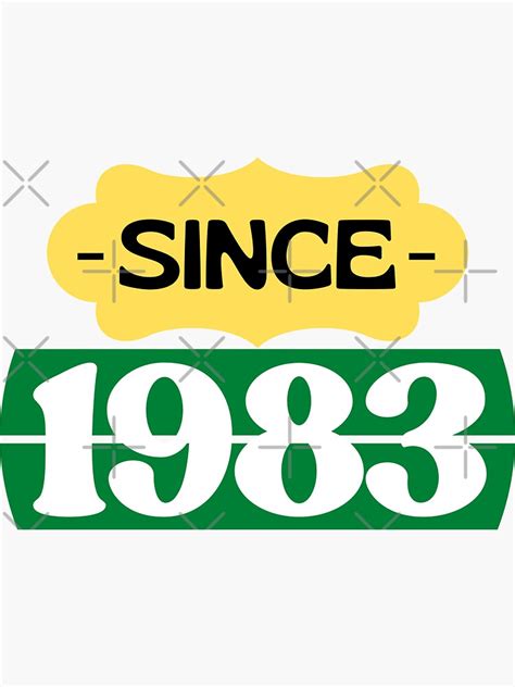 "Since 1983 Birthday Retro: black yellow green white" Sticker for Sale ...