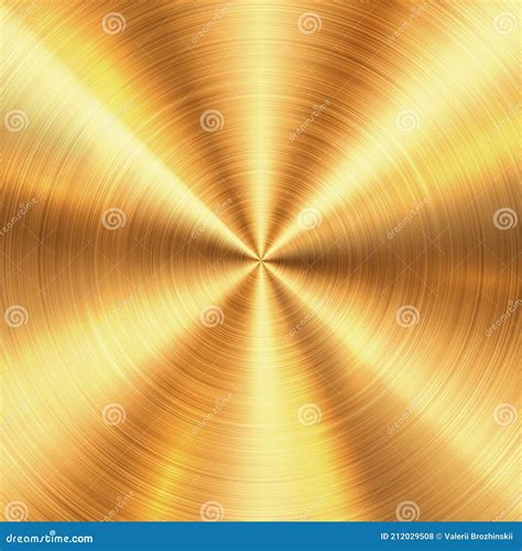 Shiny Brushed Metallic Gold Circular Background Texture Bright Polished Metal Bronze Brass