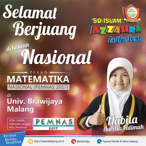 Selamat Berjuang Nabila Dalam Ajang Pekan Matematika Nasional Di Malang