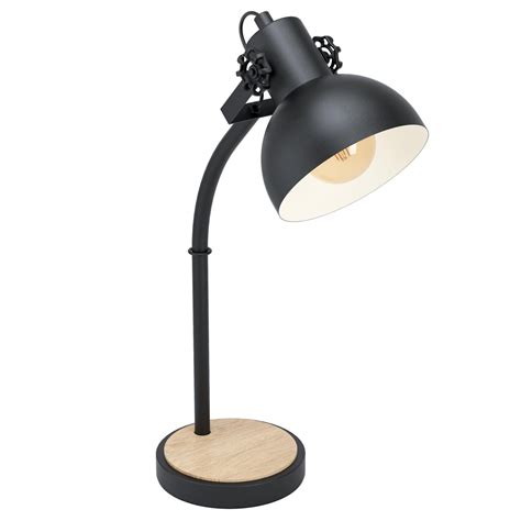 Luminaire de table EGLO Lampe à poser LUBENHAM E27 en métal noir