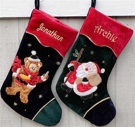 Embroidered Applique Christmas Stockings Christmas Stockings Christmas Socks Xmas Crafts