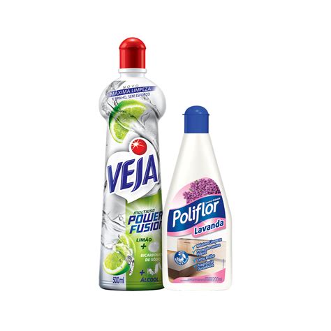 Kit Limpador Multiuso Veja Power Fusion Limão 500ml Lustra Móveis