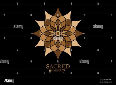 Gold Flower Of Life Mandala Of Sacred Ancient Geometry Vector Symbols