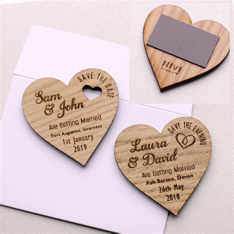 Save The Date Wood Heart Magnet Wooden Wedding Magnets Coloured Hearts