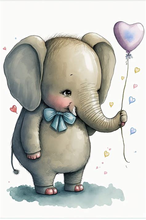 Balloon Elephant Holding Stock Illustrations Balloon Elephant