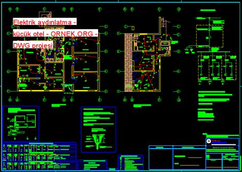 Elektrik aydınlatma küçük otel dwg projesi Autocad Projeler