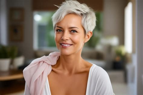 Premium Photo Woman With White Shirt And Pink Scarf Around Her Neck Generative Ai