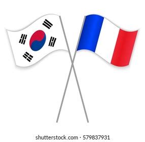 French South Korean Crossed Flags France Stock Vector Royalty Free