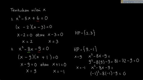 Soal Persamaan Kuadrat Kelas Dan Pembahasannya