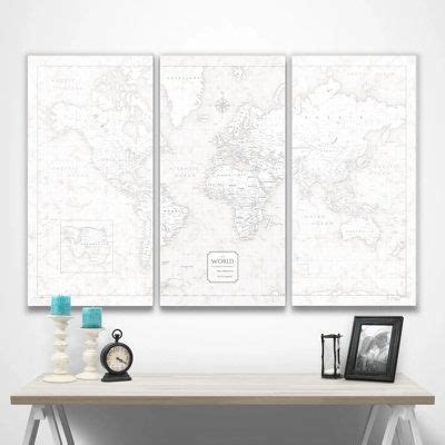 Longshore Tides World Push Pin Travel Destination Map Wrapped Canvas