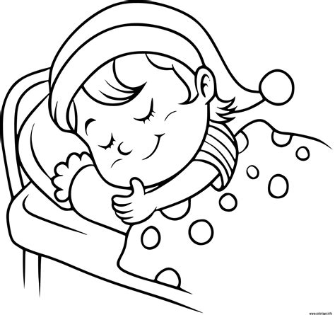 Coloriage Un Enfant Fort Paisiblement Sur Son Lit Dessin Enfants