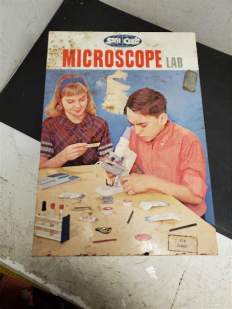 1960 S Vintage Skil Craft Microscope Lab Science Toy Hobby Metal Case