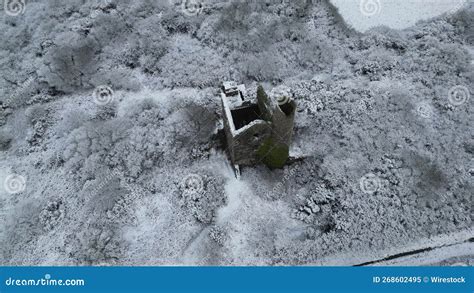 Aerial View of Abandoned Building in the Snow Stock Image - Image of ...