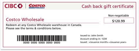 Costco Canada Cash Back Gift Certificate Costco Mastercard Cibc